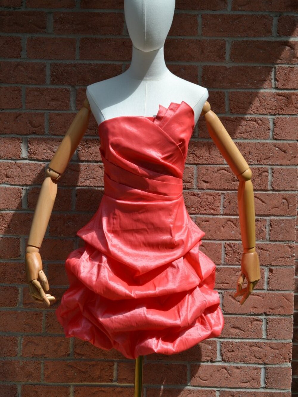 ❤️Windsor Coral-Pink Strapless Bubble Cocktail Dress Shiny Silk-LikeTaffeta ❤️